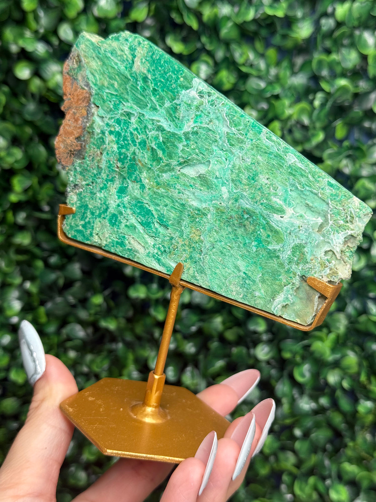 Smithsonite With Chrysocolla Slab with Stand Crystal Carving - Indonesia - D