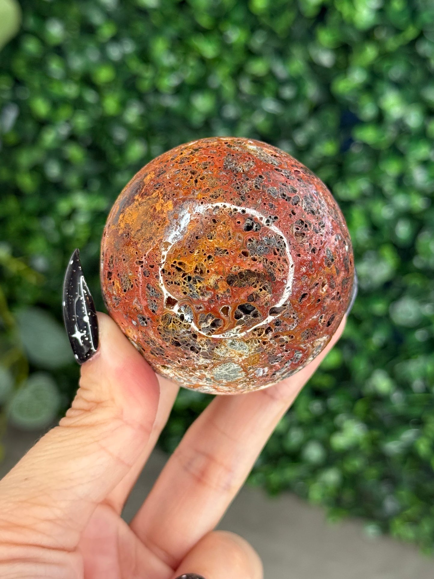 Red Marcasite Sphere Crystal carving O - Indonesia