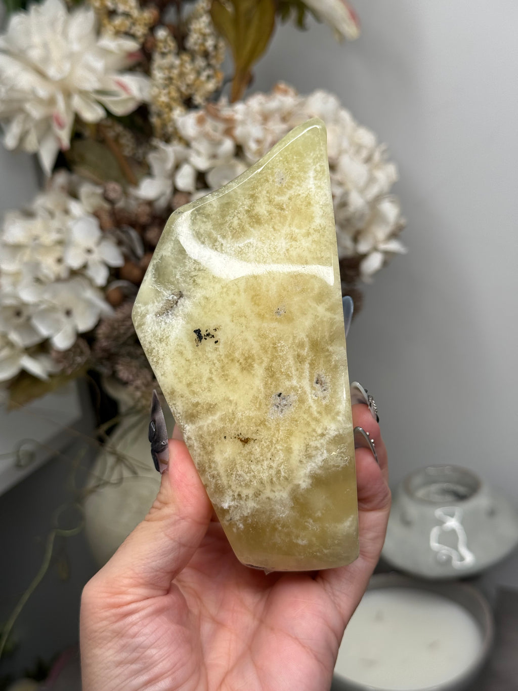 Yellow Aragonite Freeform Crystal Carvings U - Pakistan