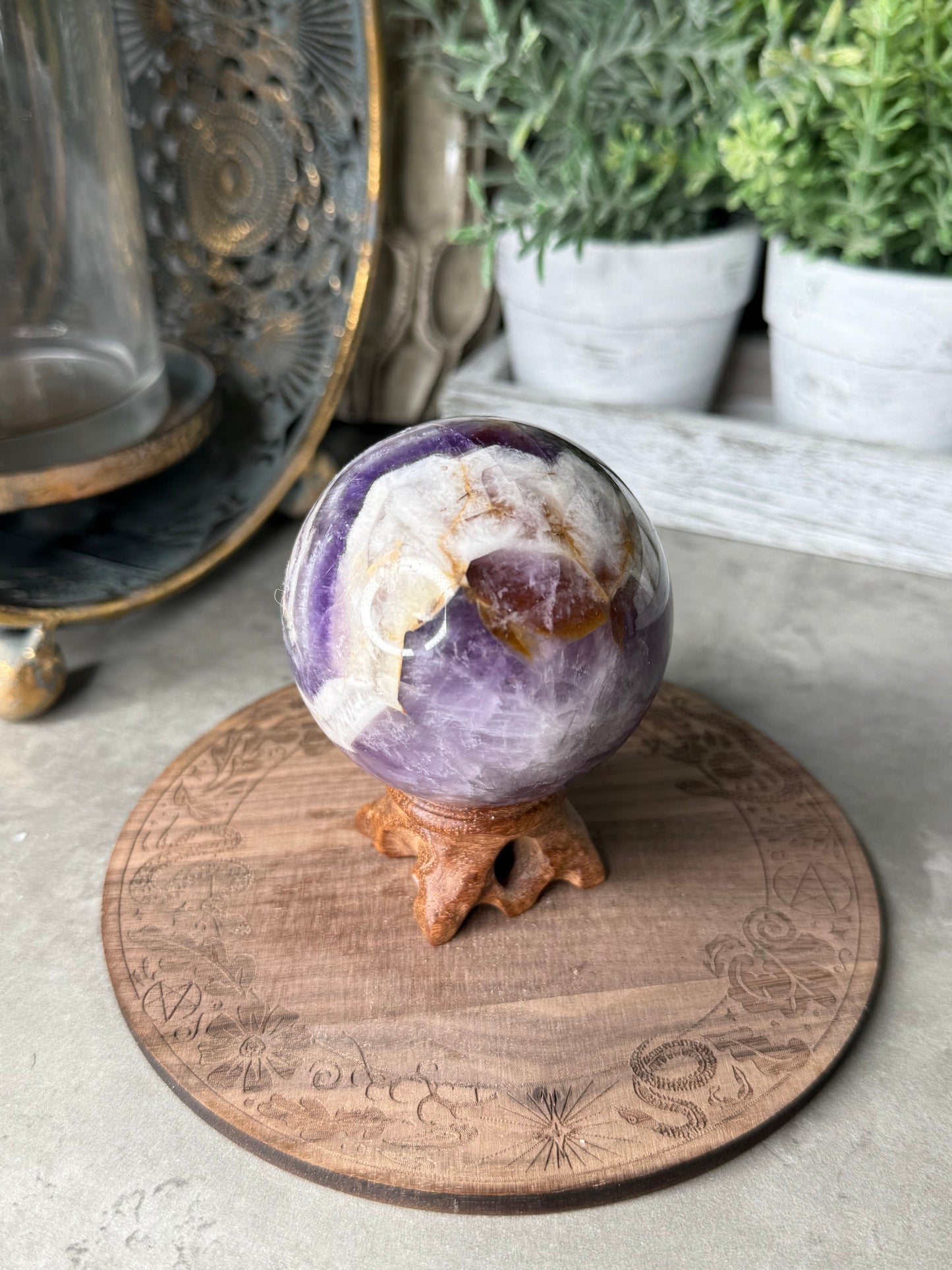 Chevron Dream Amethyst Sphere