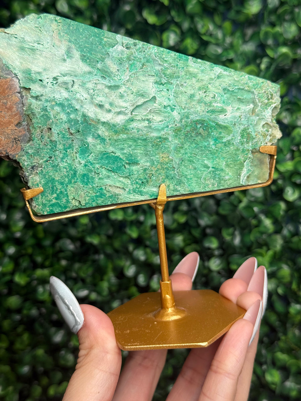Smithsonite With Chrysocolla Slab with Stand Crystal Carving - Indonesia - D