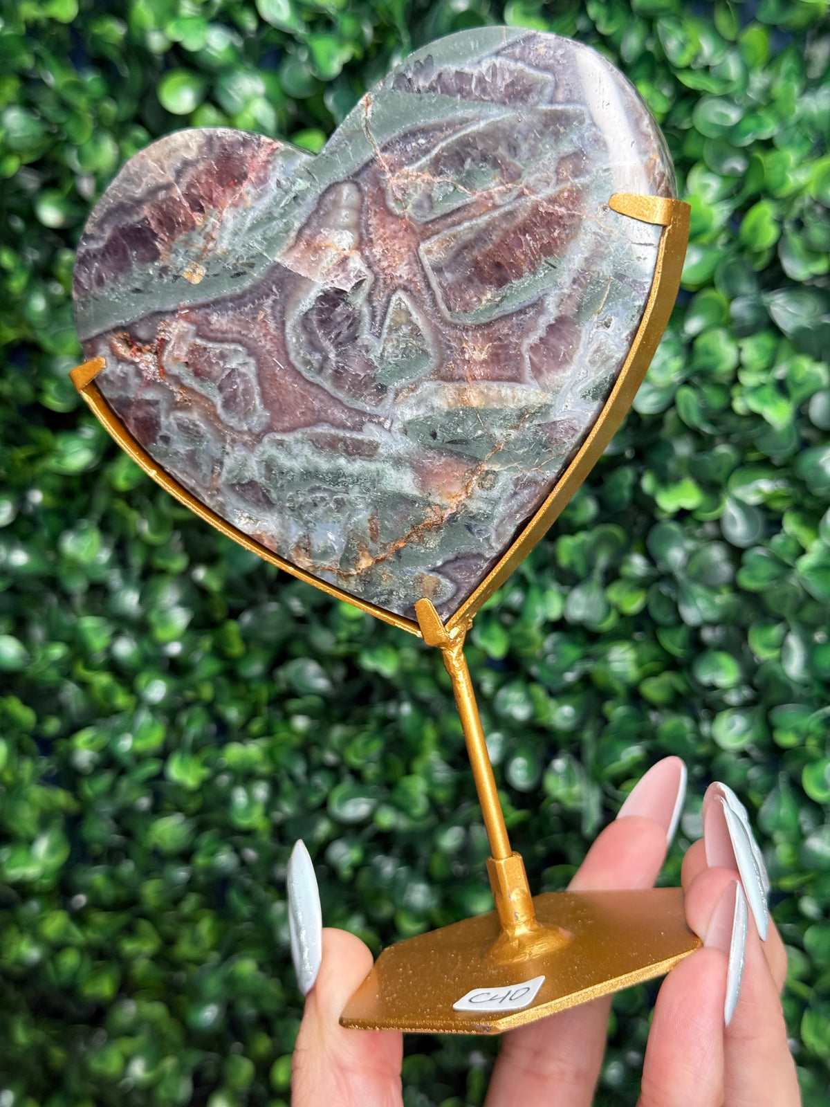 Multicoloured Amethyst Heart Crystal Carving - Indonesia - C