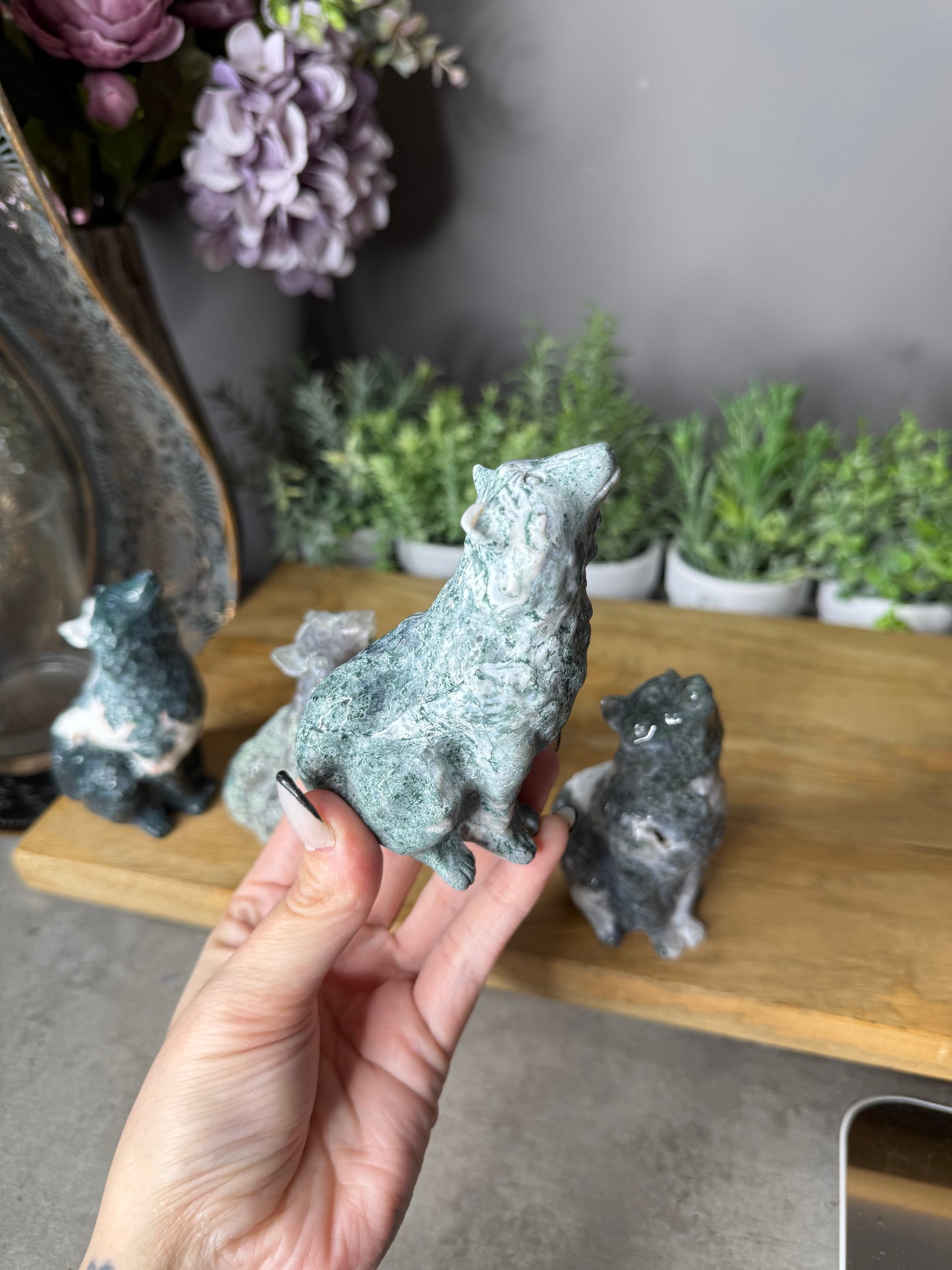 Moss Agate Wolves