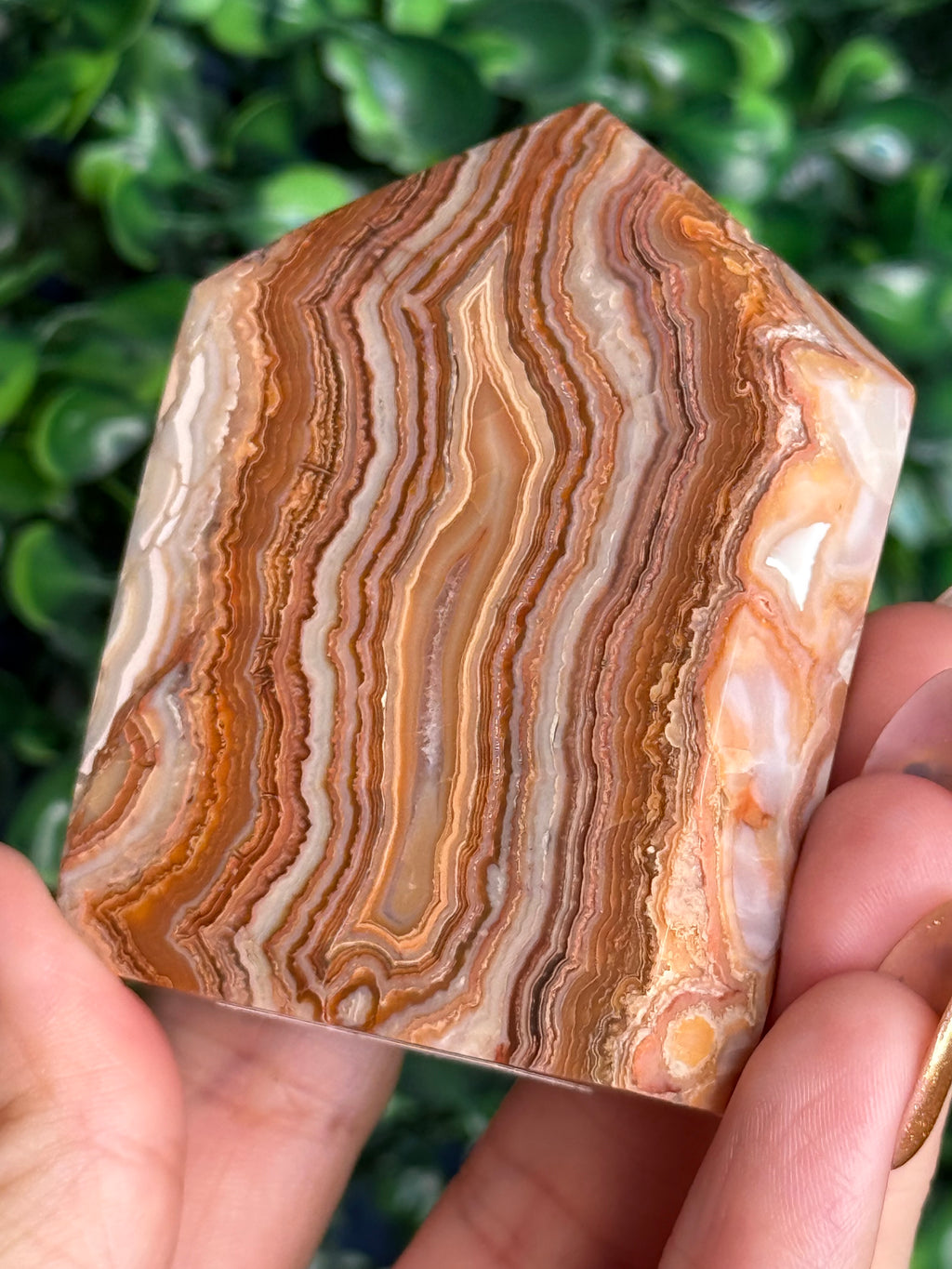 Pink Crazy Lace Agate Domino Tower from Indonesia A