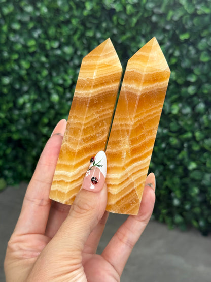 Orange Calcite Towers Crystal Carvings