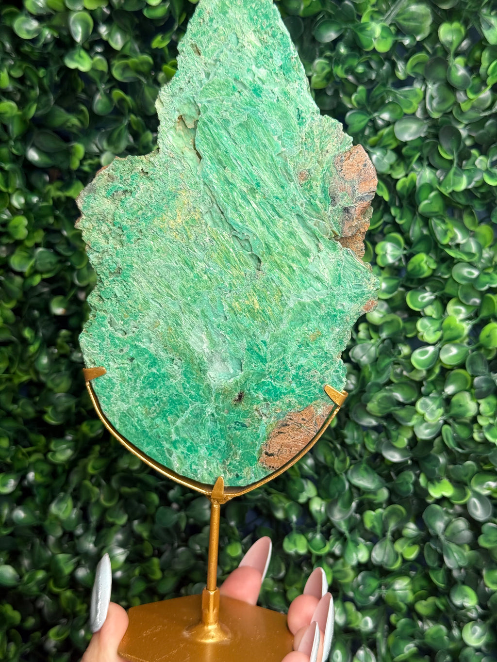 Smithsonite With Chrysocolla Slab with Stand Crystal Carving - Indonesia - E