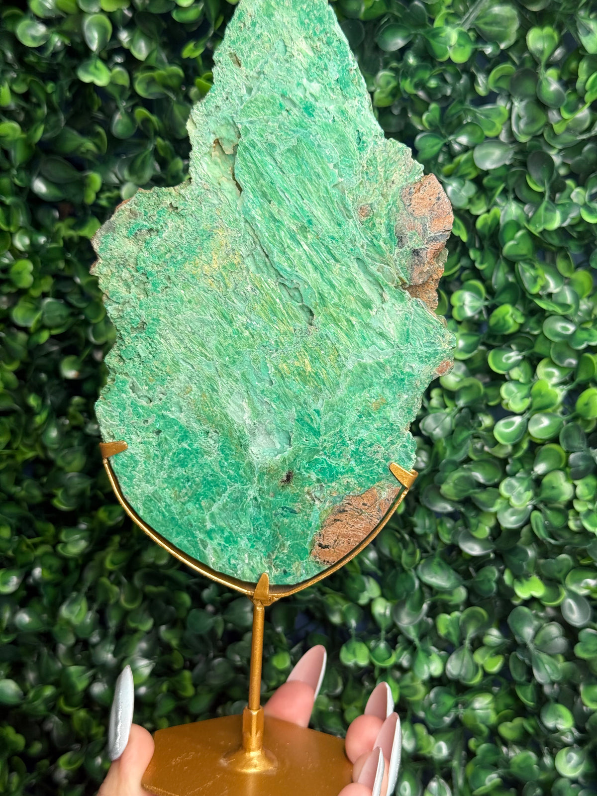 Smithsonite With Chrysocolla Slab with Stand Crystal Carving - Indonesia - E