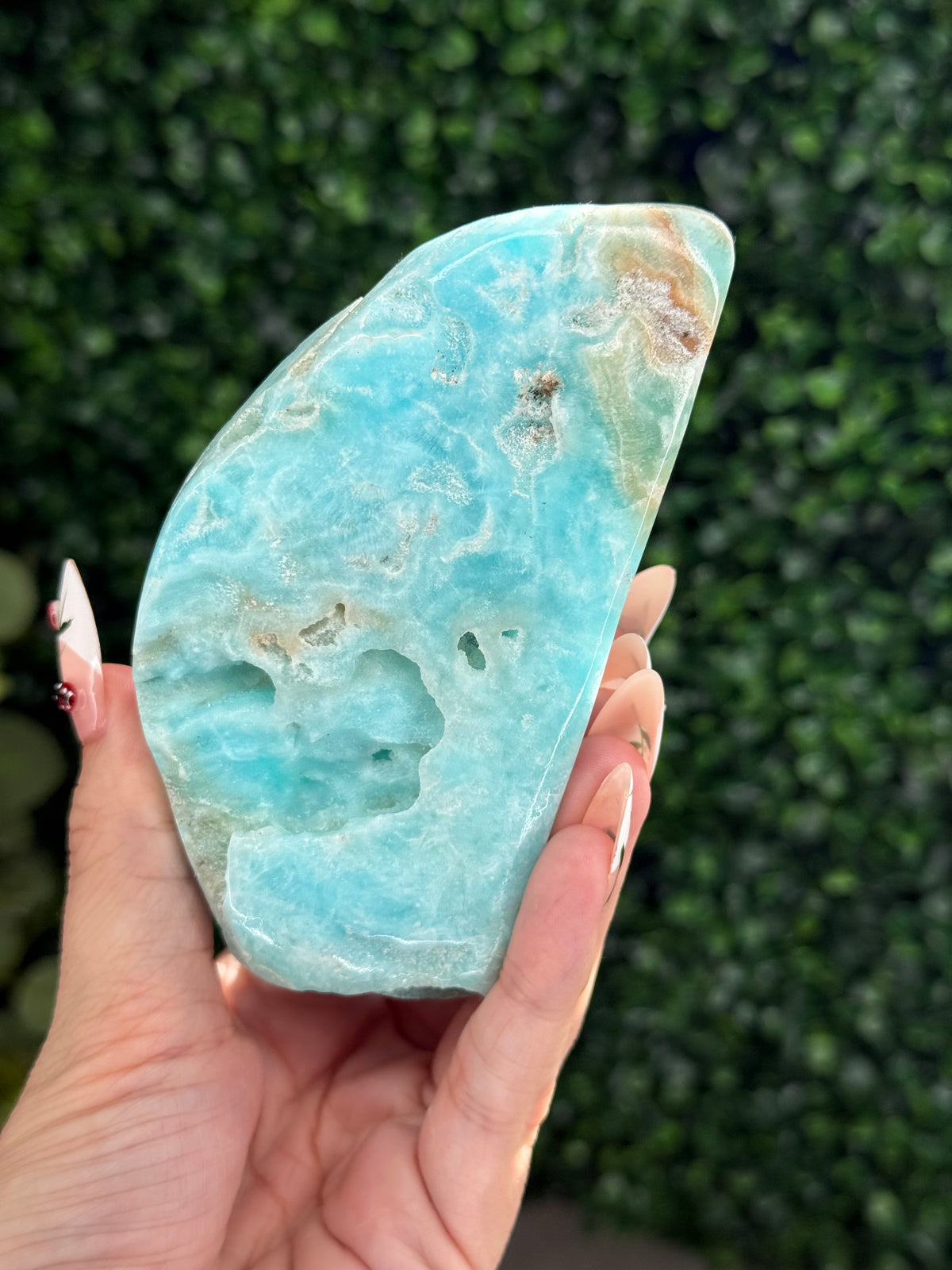 Half polish Blue Aragonite Freeform - P