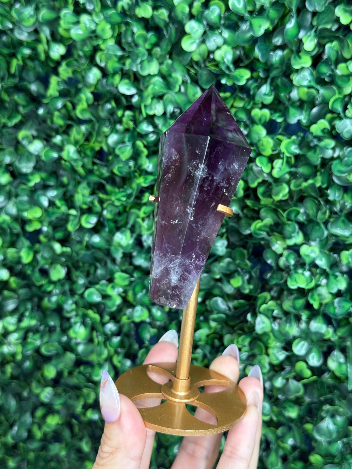 High Quality Amethyst Wand with Custom Gold Stand - 171g with Stand