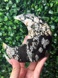 Snowflake Obsidian Standing Moon Crystal Carving - Pakistan - B