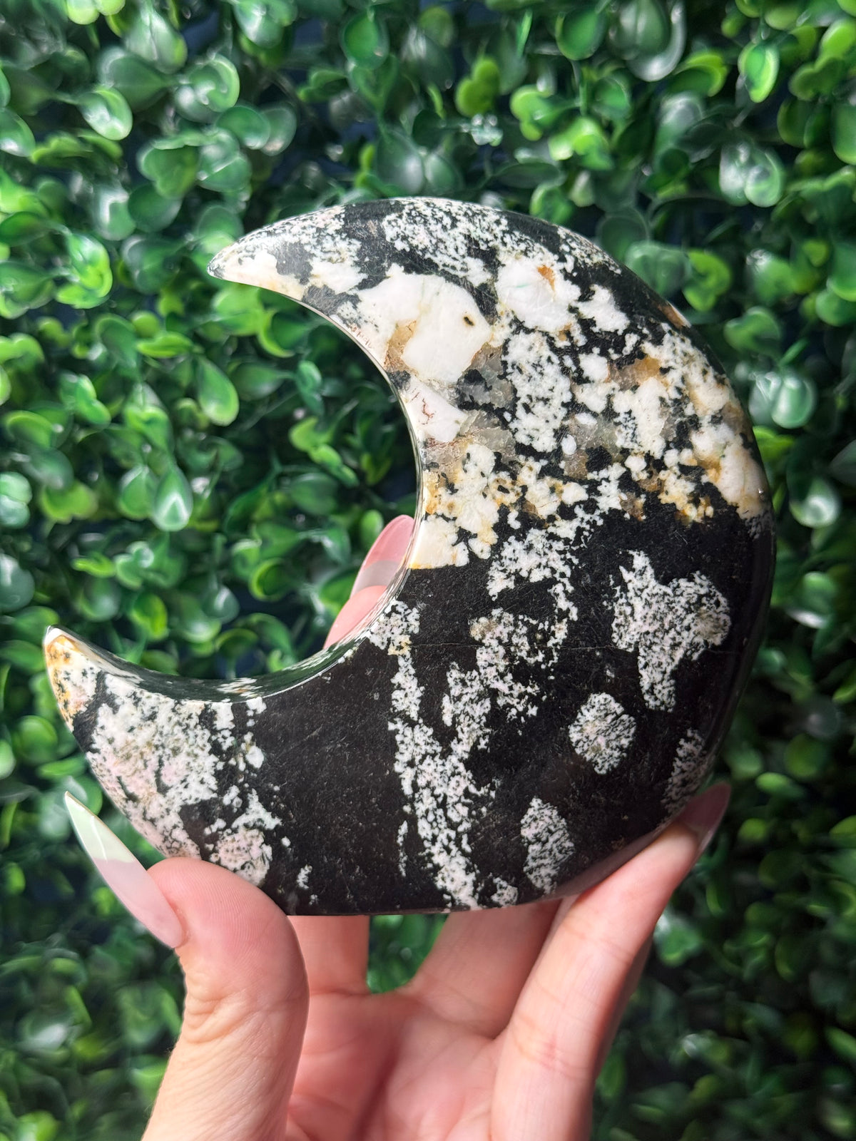 Snowflake Obsidian Standing Moon Crystal Carving - Pakistan - B