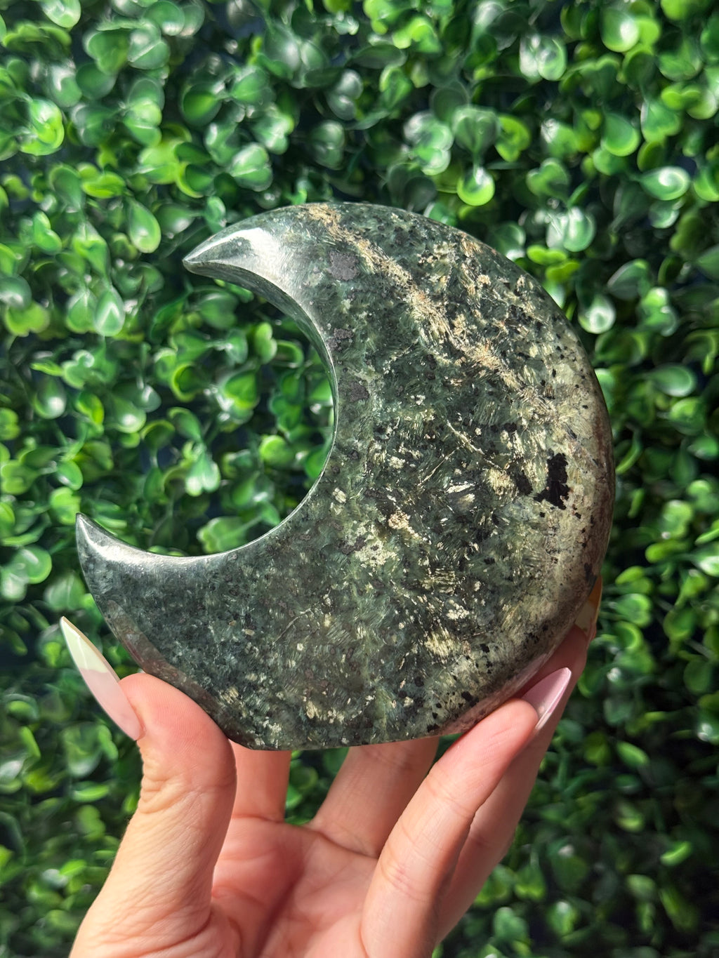 Nephrite Standing Moon Crystal Carving - Pakistan - B