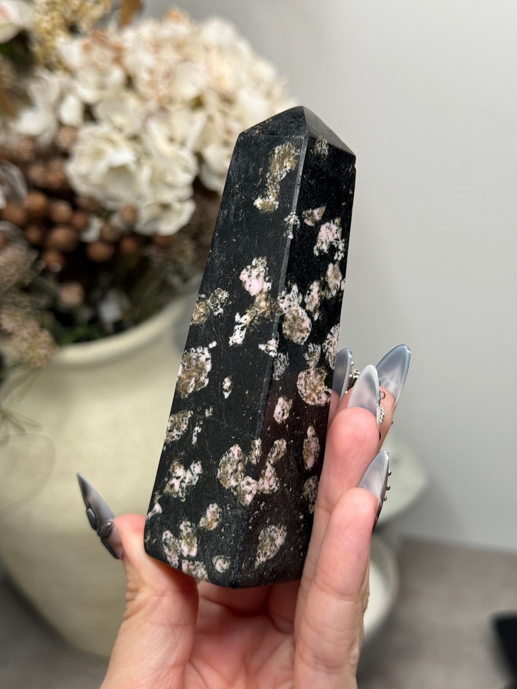Snowflake Obsidian Tower Crystal Carving A