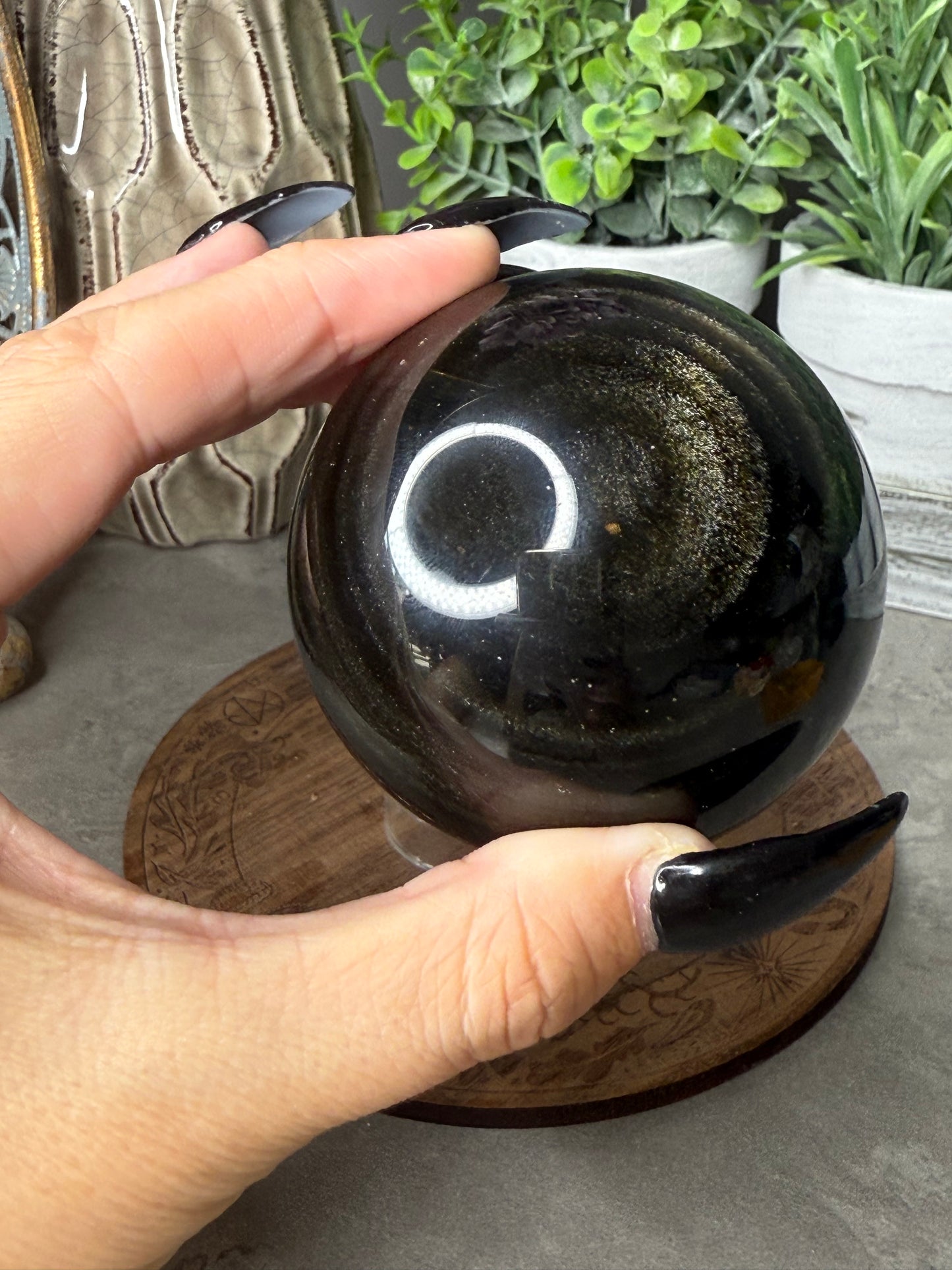 Gold Sheen Obsidian Crystal Sphere