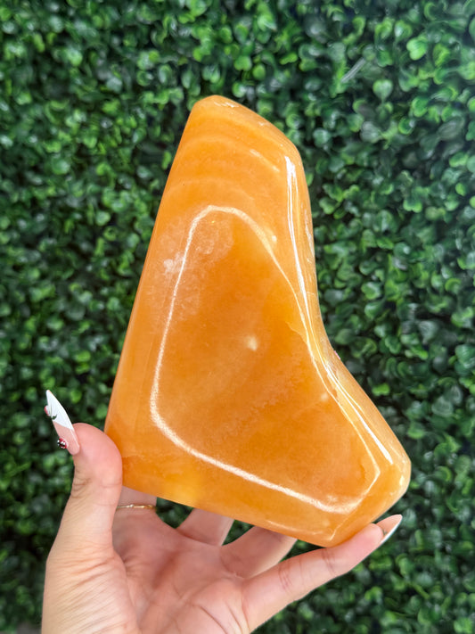 XL Orange Calcite Polished Freeform Crystal Carvings from India F 2kg