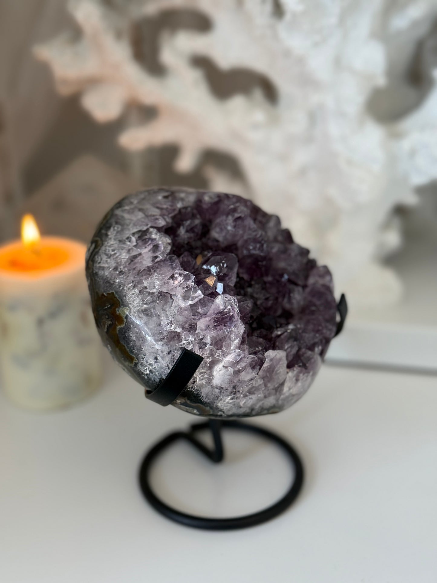 Raw Amethyst Crystal on a stand