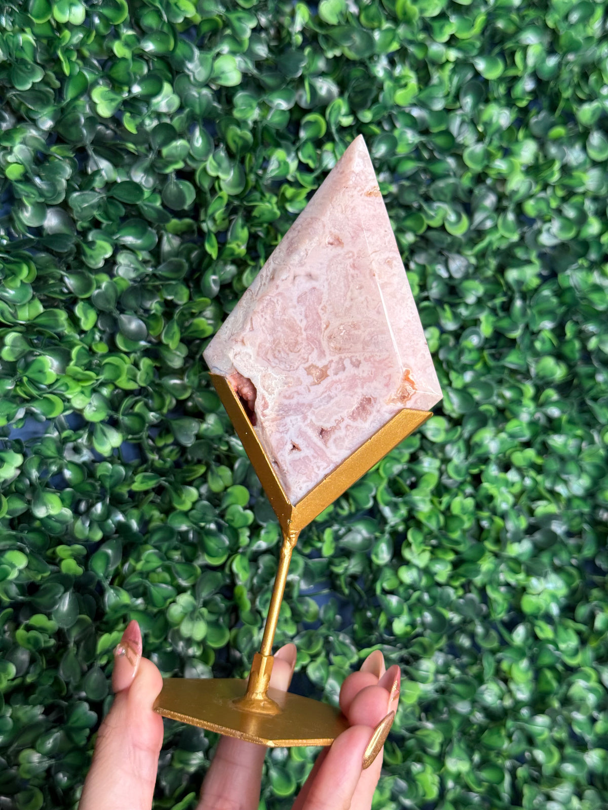 Pink Carnelian Diamond Crystal Carving from Indonesia C