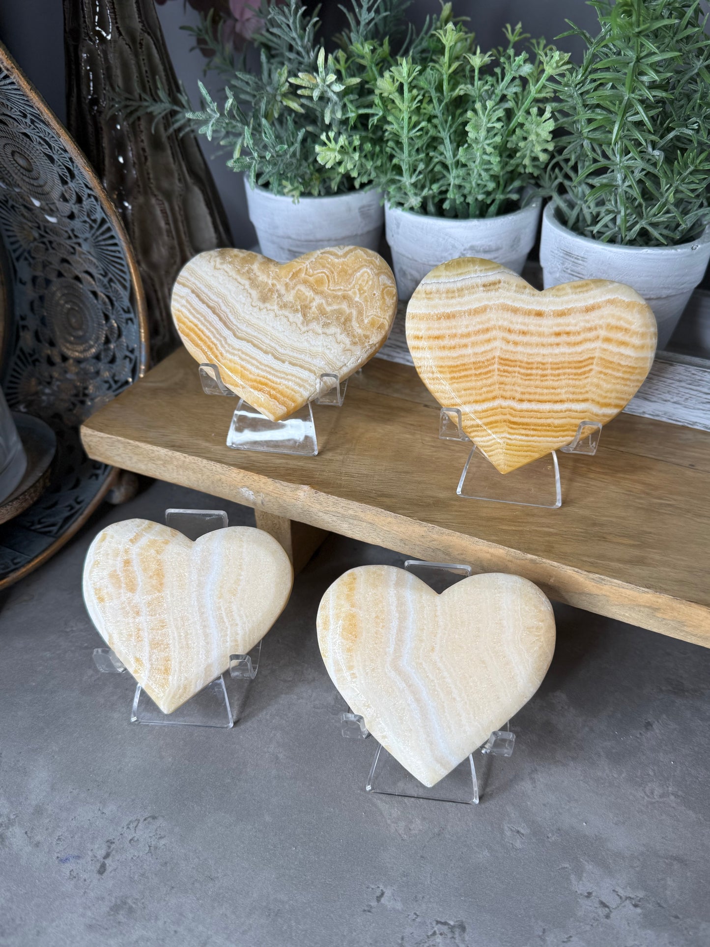 Yellow Calcite Hearts