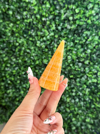 Orange Calcite Ring Holders from India