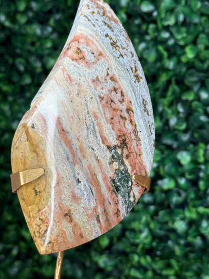 Pink Ocean Jasper teardrop Crystal carving from Indonesia B