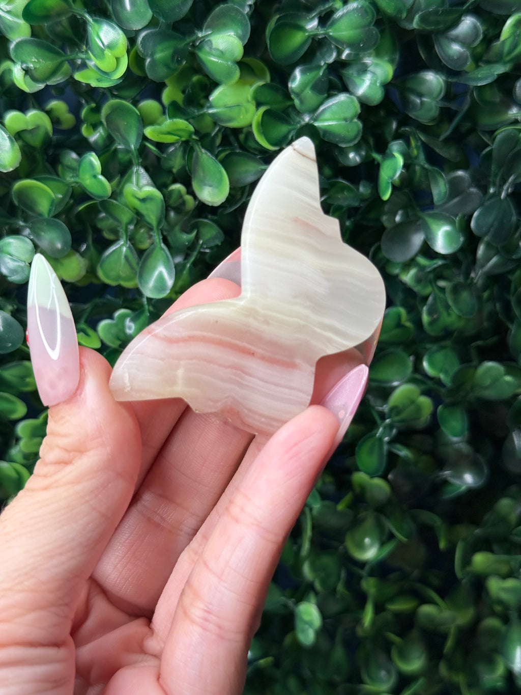 Pink & Green Banded Onyx Mini Butterfly Crystal Carvings - Pakistan