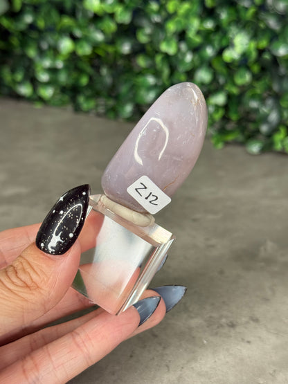 Pink and Purple Agate Egg Crystal Carvingd