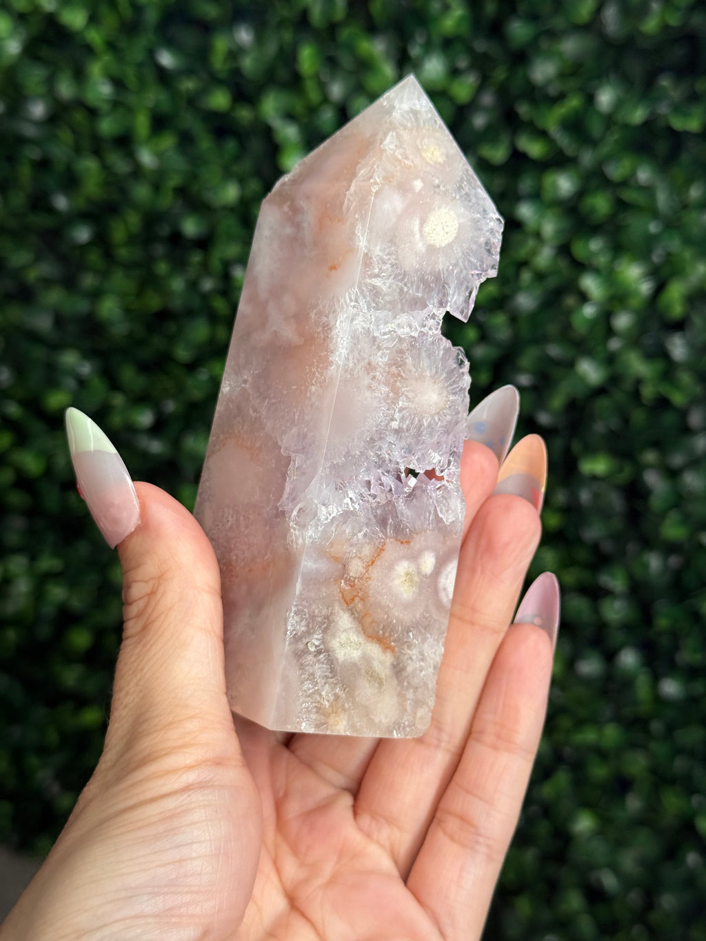 Flower Agate Druzy Tower Crystal Carving A