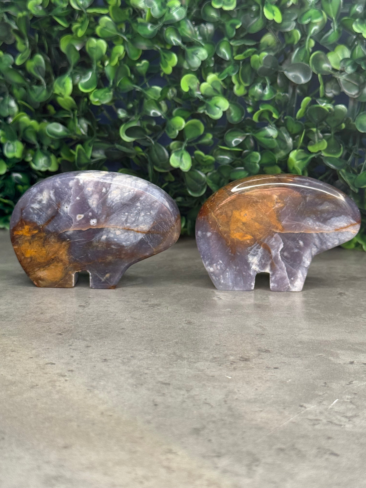 Purple Chalcedony Bear Crystal Carvings - Indonesia