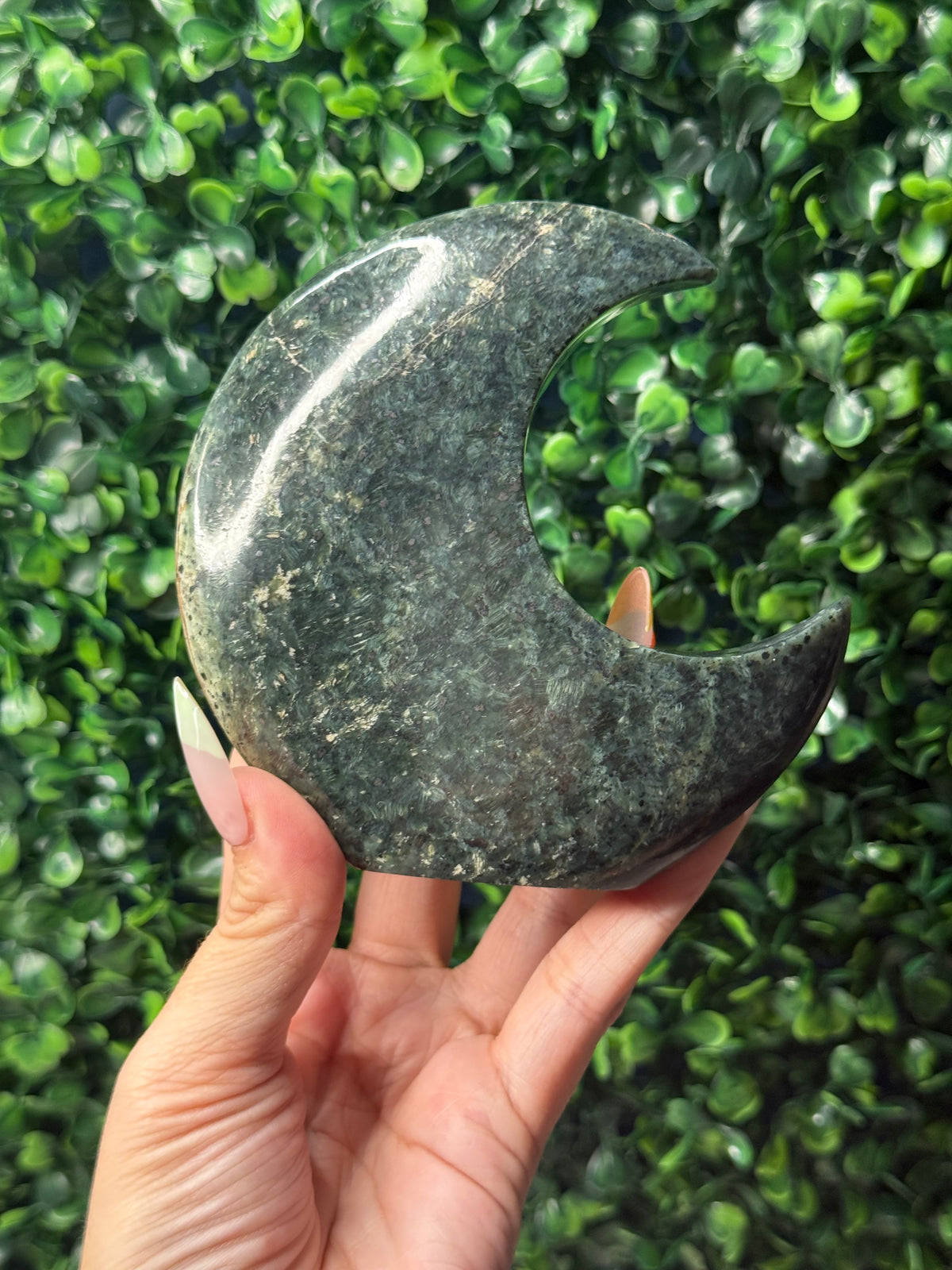 Nephrite Standing Moon Crystal Carving - Pakistan - B