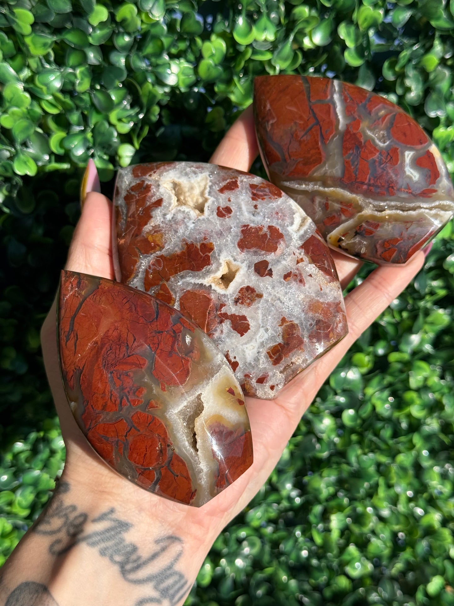 Red Brecciated Jasper Druzy Crystal Teardrops - Indonesia