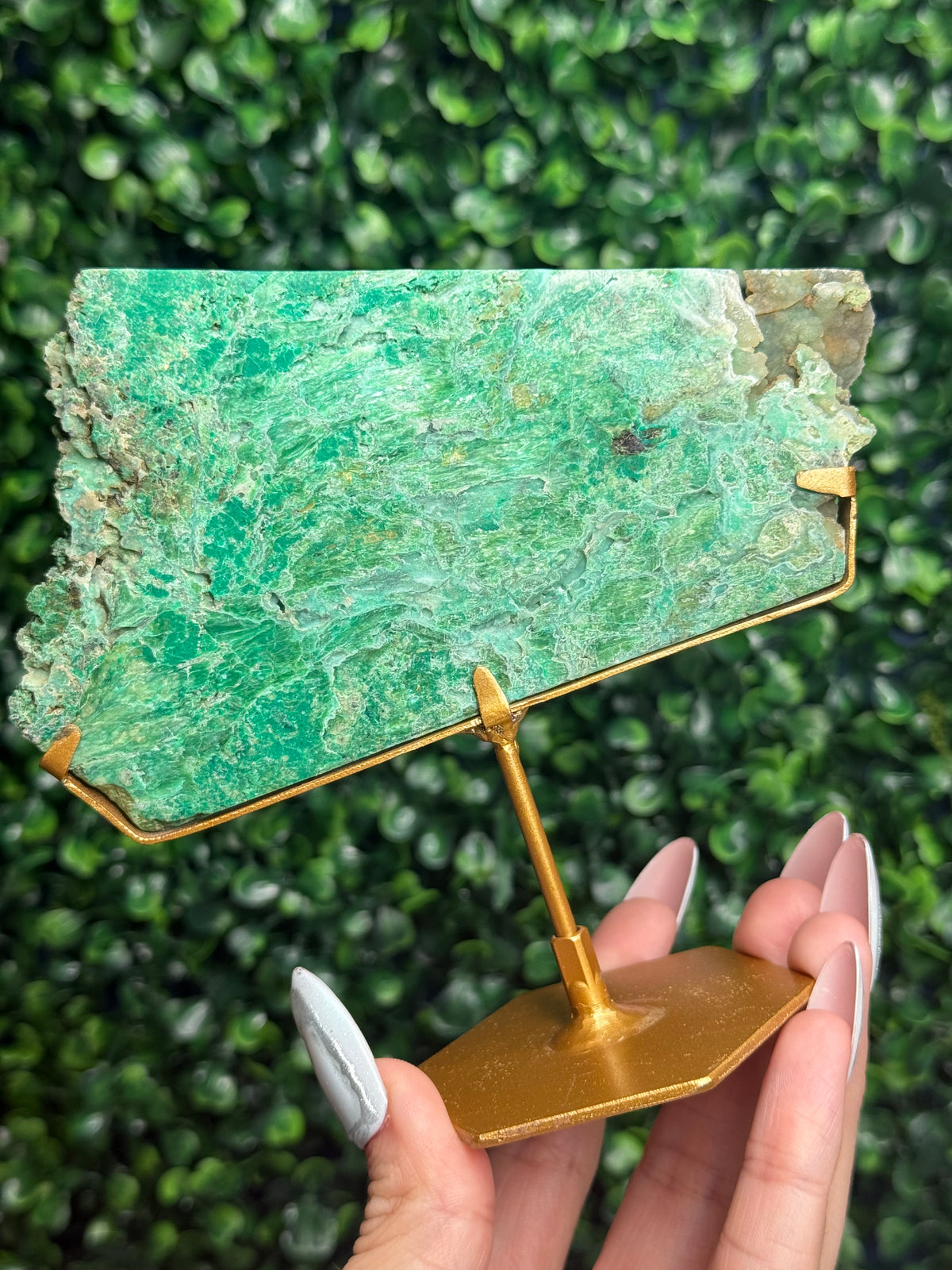 Smithsonite With Chrysocolla Slab with Stand Crystal Carving - Indonesia - C