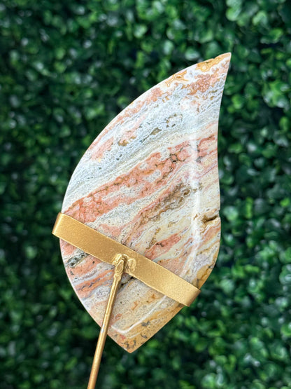 Pink Ocean Jasper teardrop Crystal carving from Indonesia B