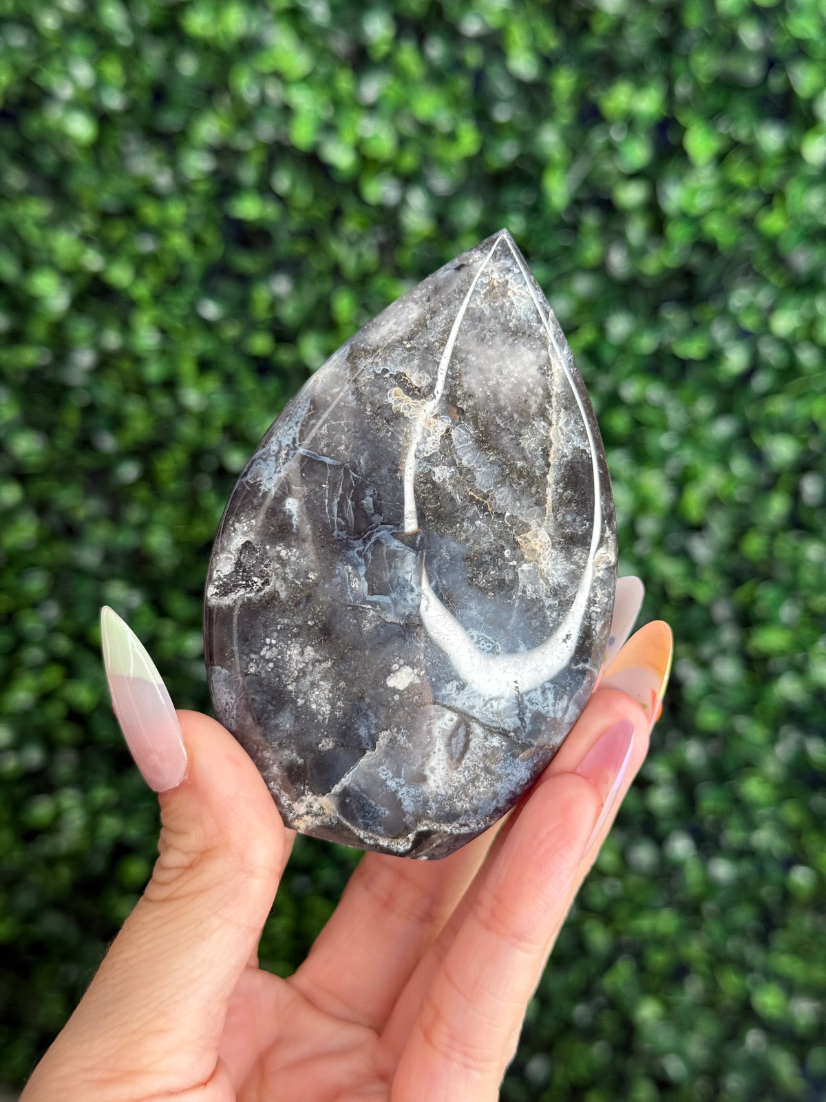 Blue Plume Agate Teardrop Crystal Carving - Indonesia A