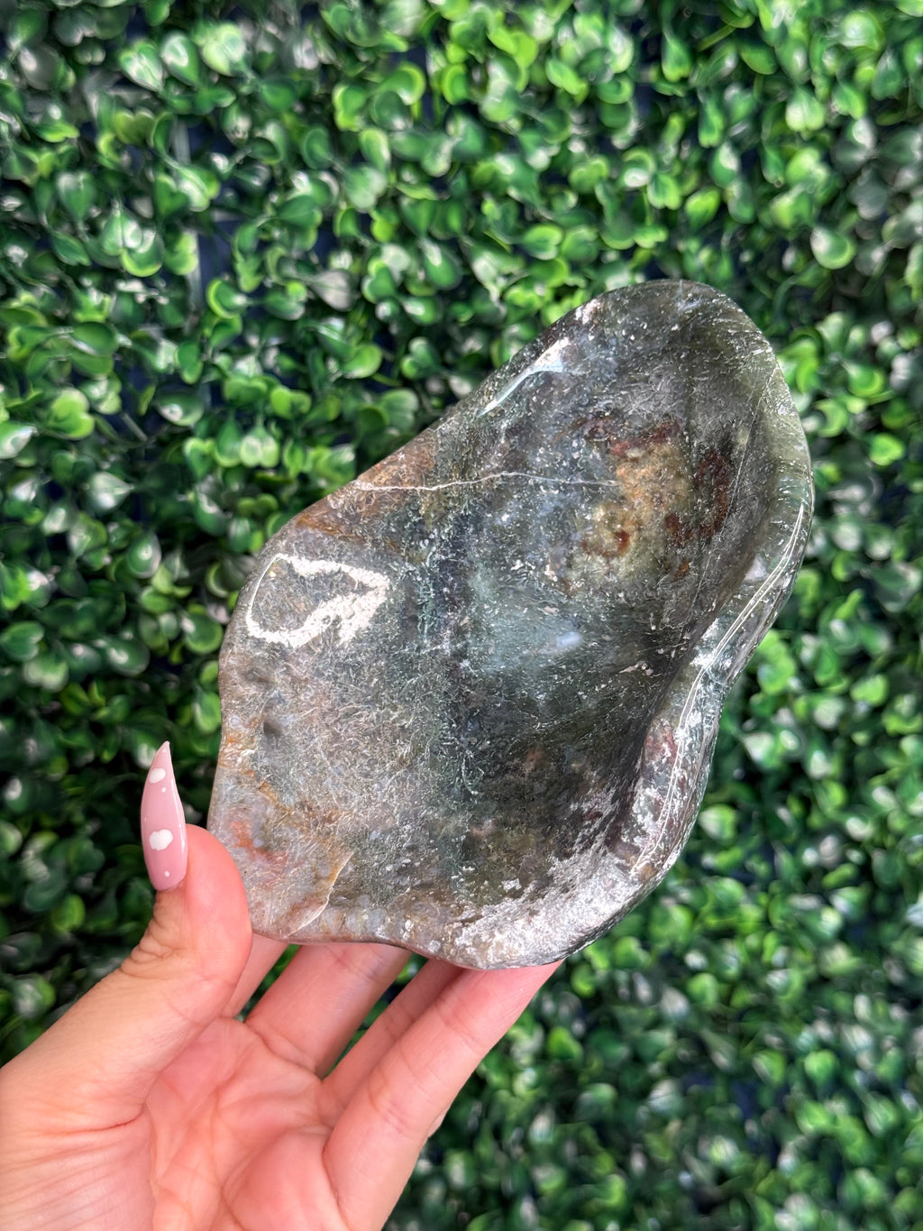 Moss agate & Ocean Jasper Bowl 369g Madagascar - Imperfect
