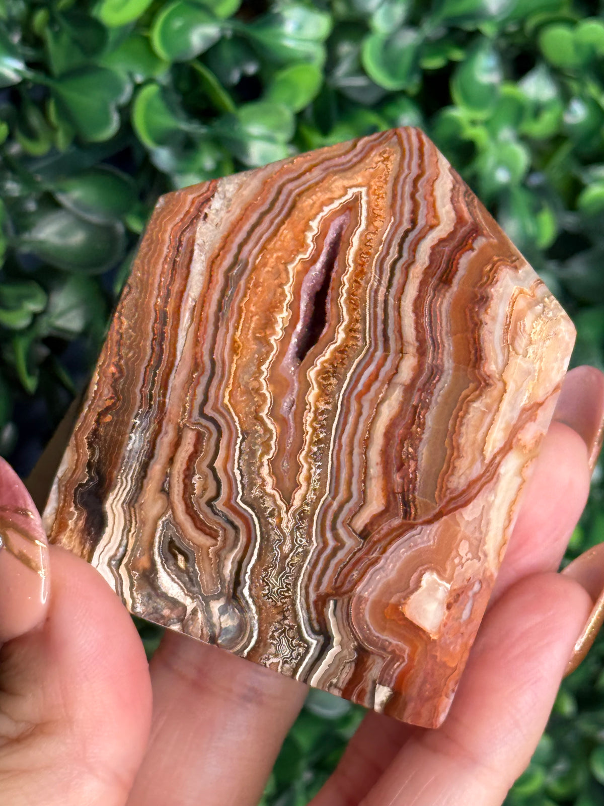 Pink Crazy Lace Agate Domino Tower from Indonesia B