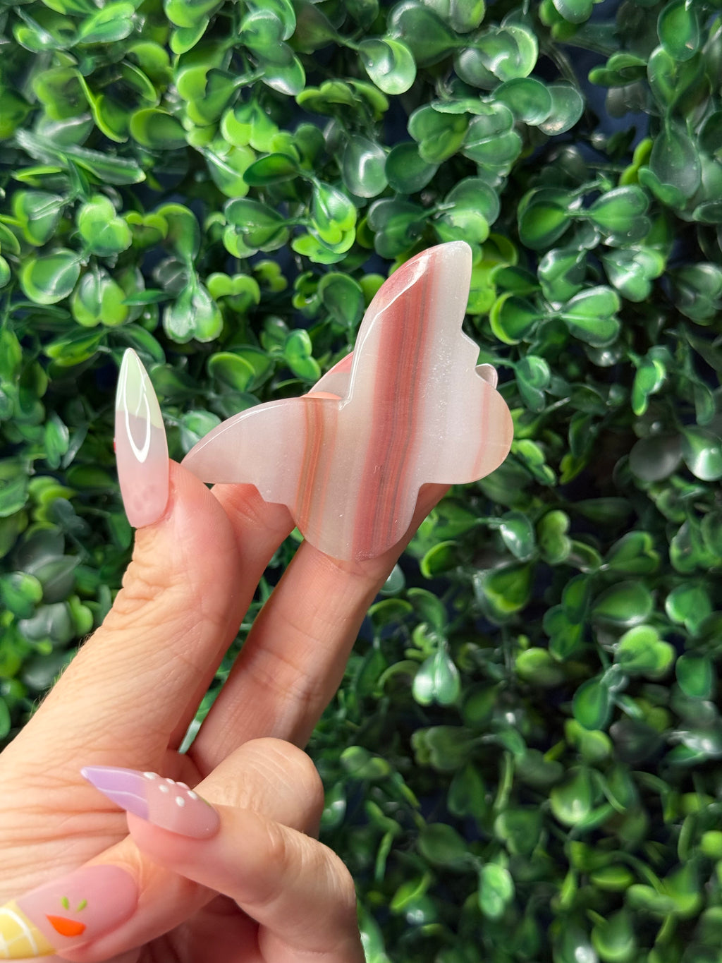 Pink Banded Onyx Mini Butterfly Crystal Carvings - Pakistan