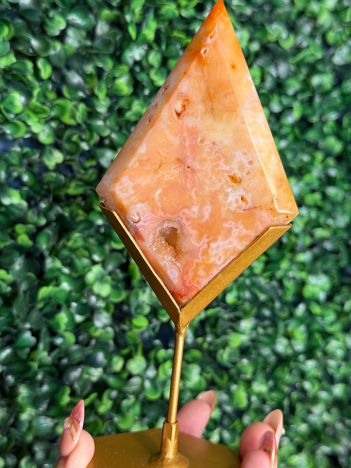 Colourful Carnelian Diamond Crystal Carving from Indonesia A
