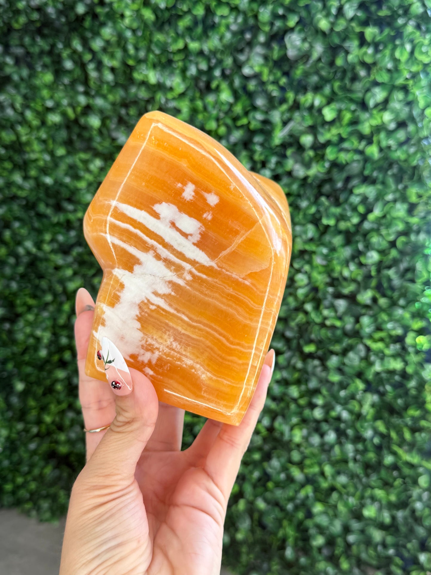 XL Orange Calcite Polished Freeform Crystal Carvings from India I 1.3kg