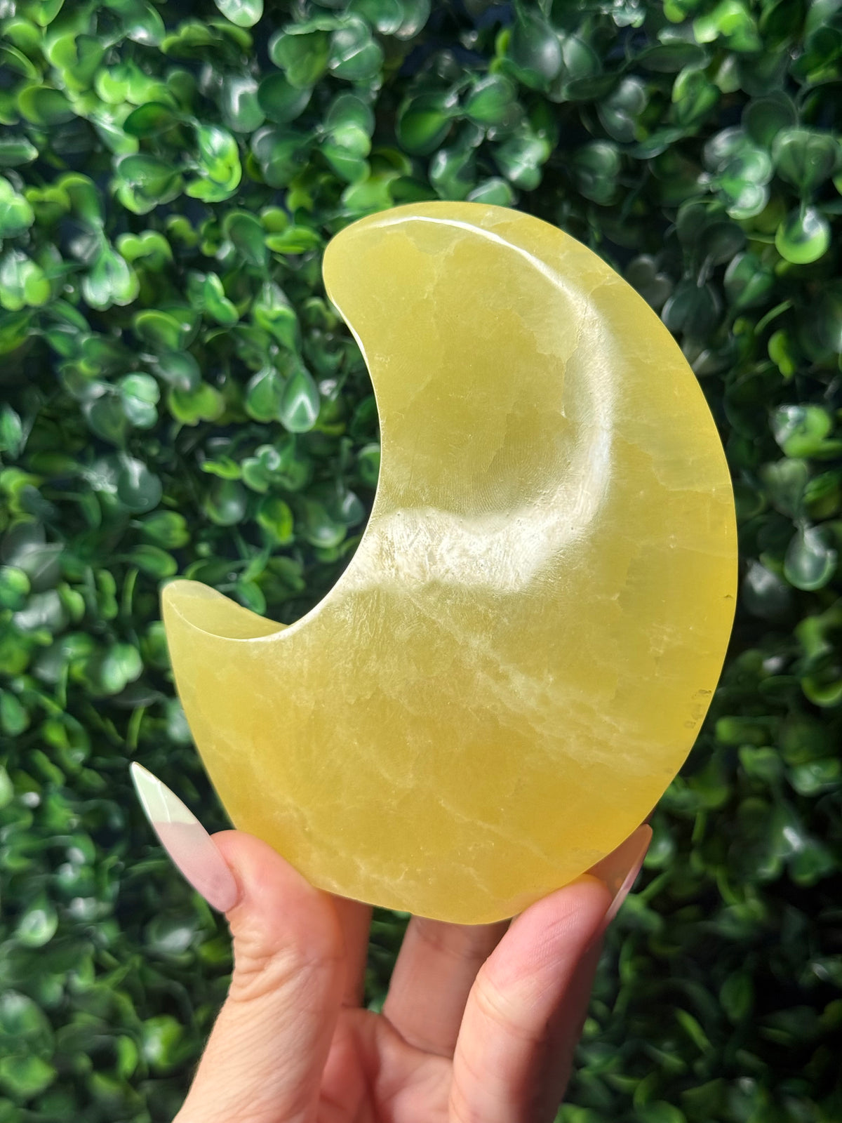 Lemon Calcite Standing Moon Crystal Carving - Pakistan - B - Imperfect