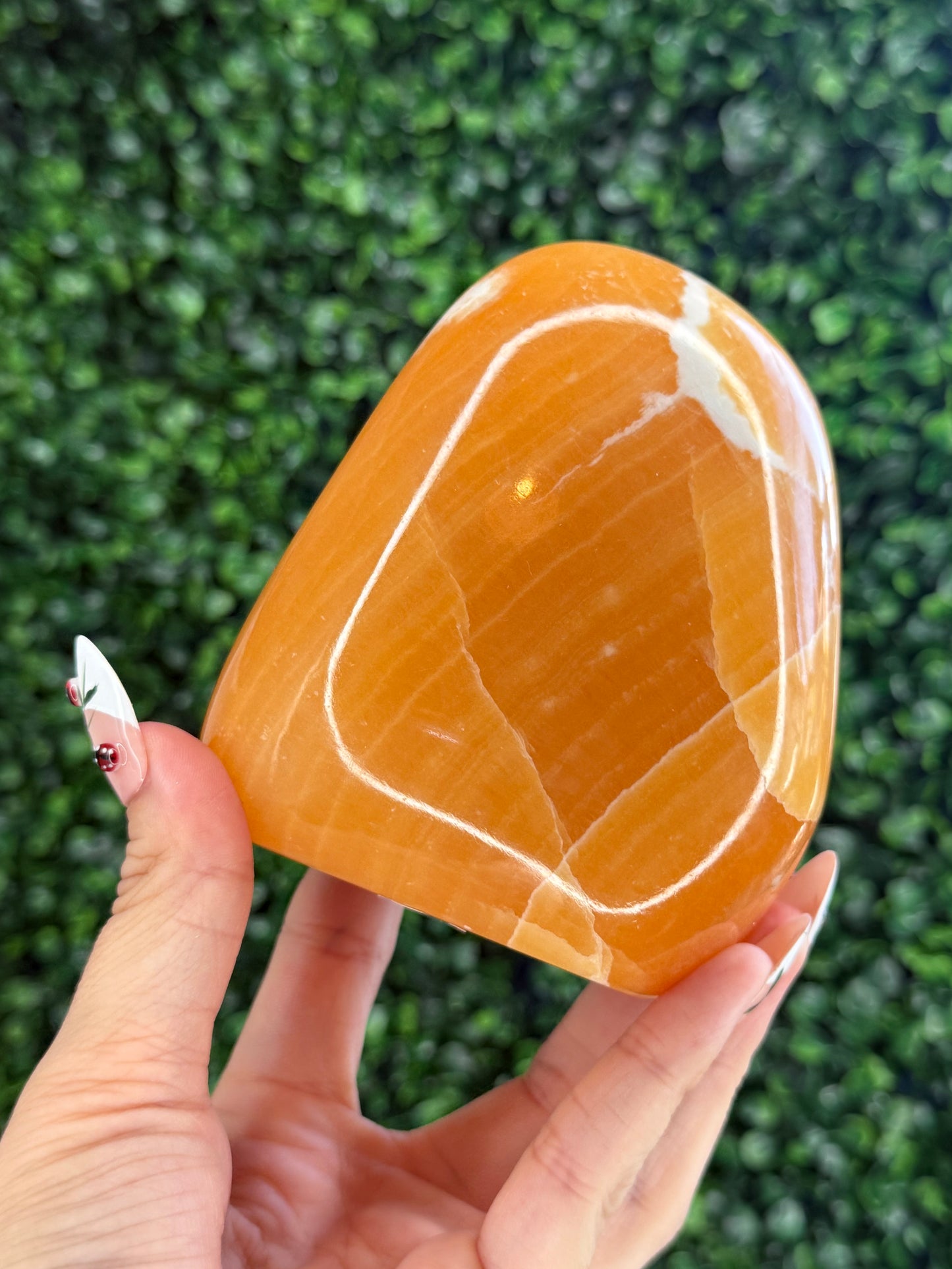 L Orange Calcite Polished Freeform Crystal Carvings from India B 922g