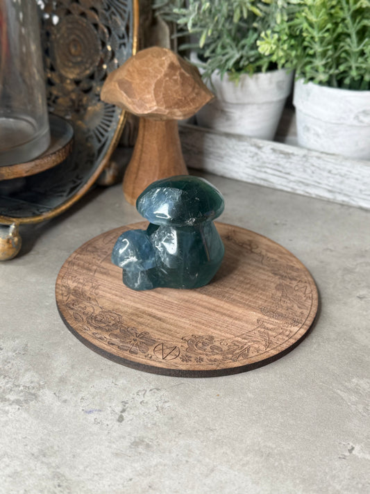 Fluorite Double Crystal Mushroom Carving - 222g