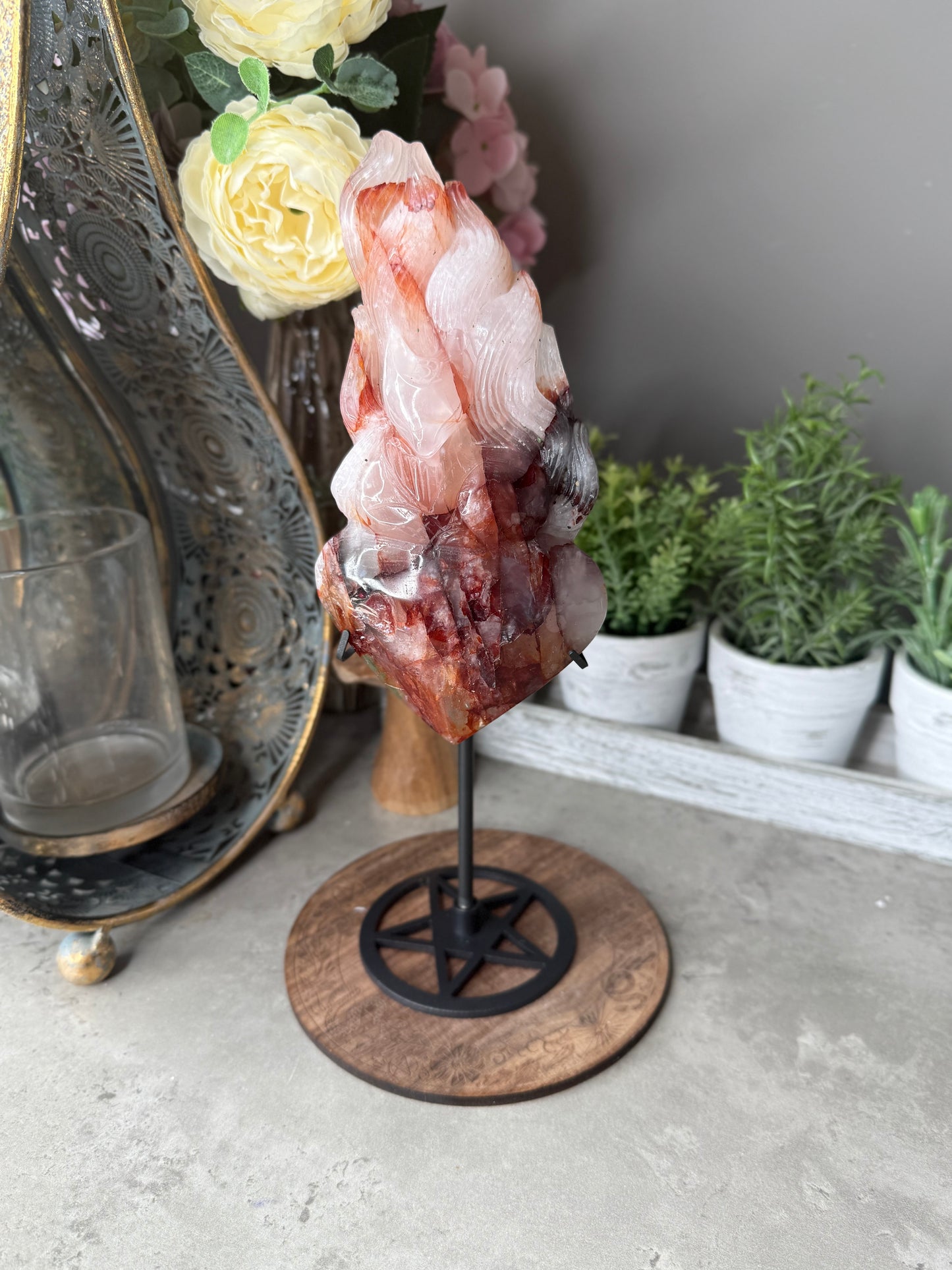 Fire Quartz Crystal Nine Tail Fox Statement Piece