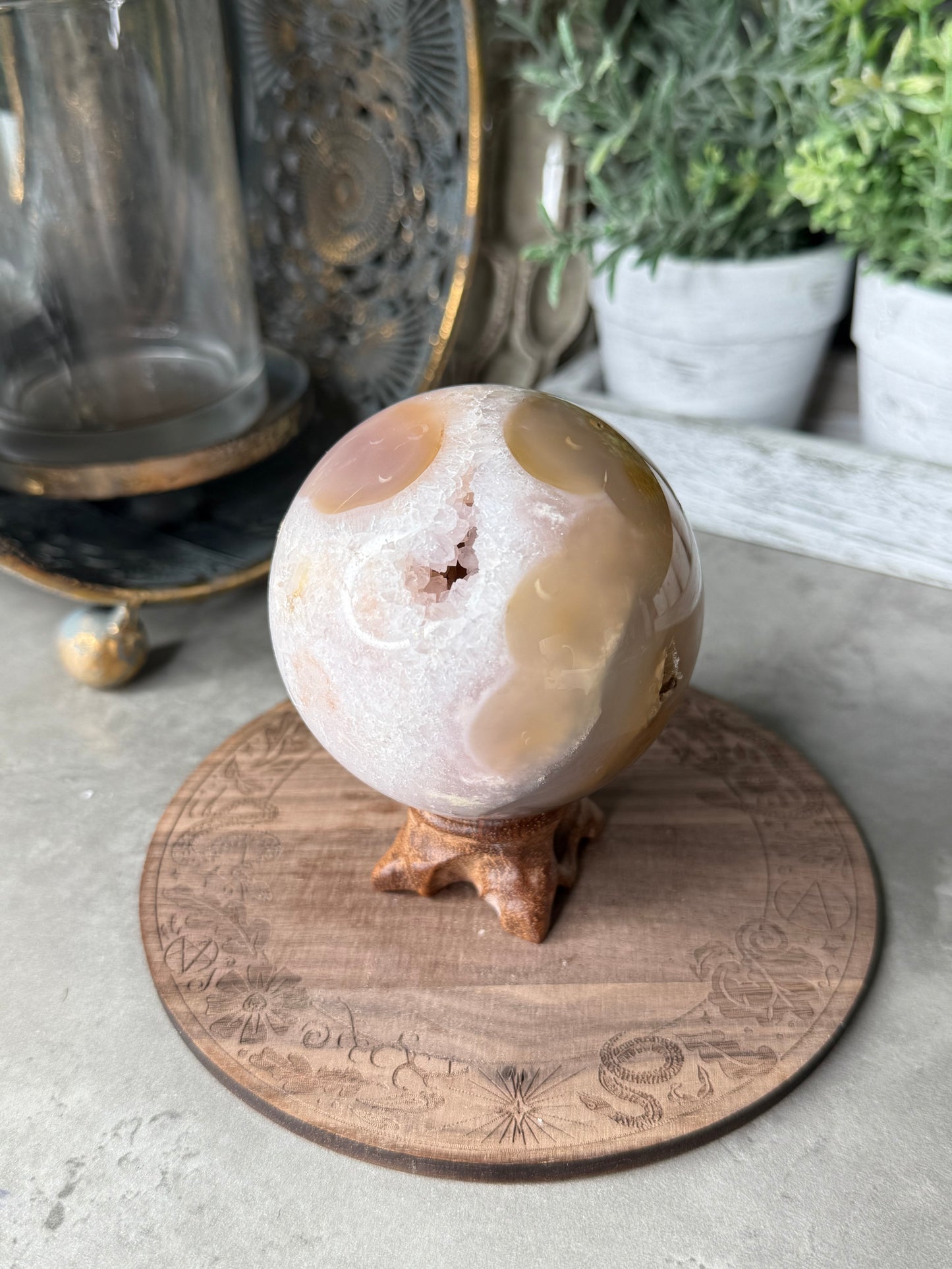 Pink Amethyst and Agate Sphere