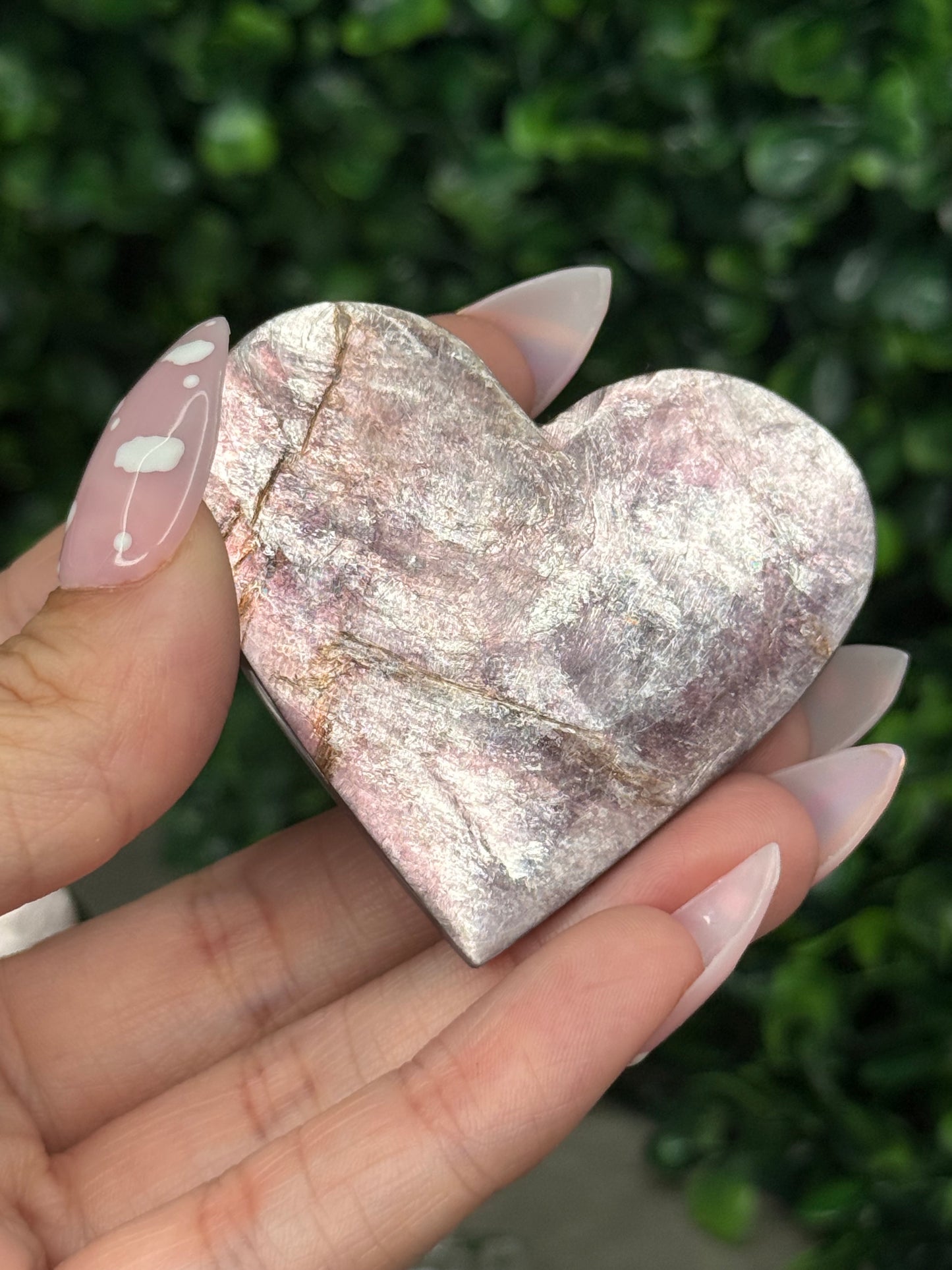 Purple Mica Hearts Crystal Carvings