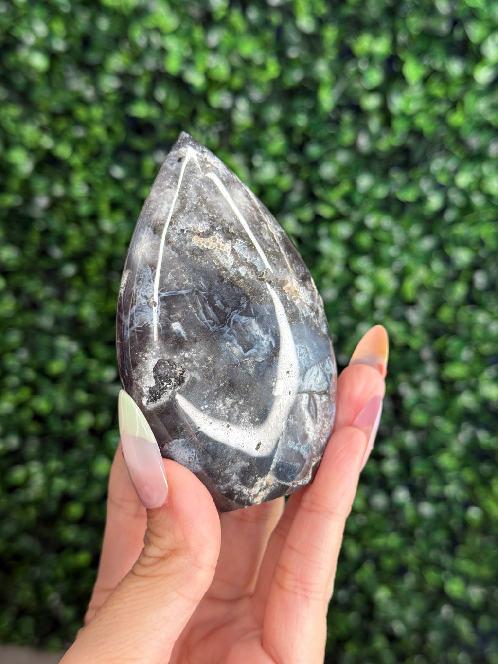 Blue Plume Agate Teardrop Crystal Carving - Indonesia A