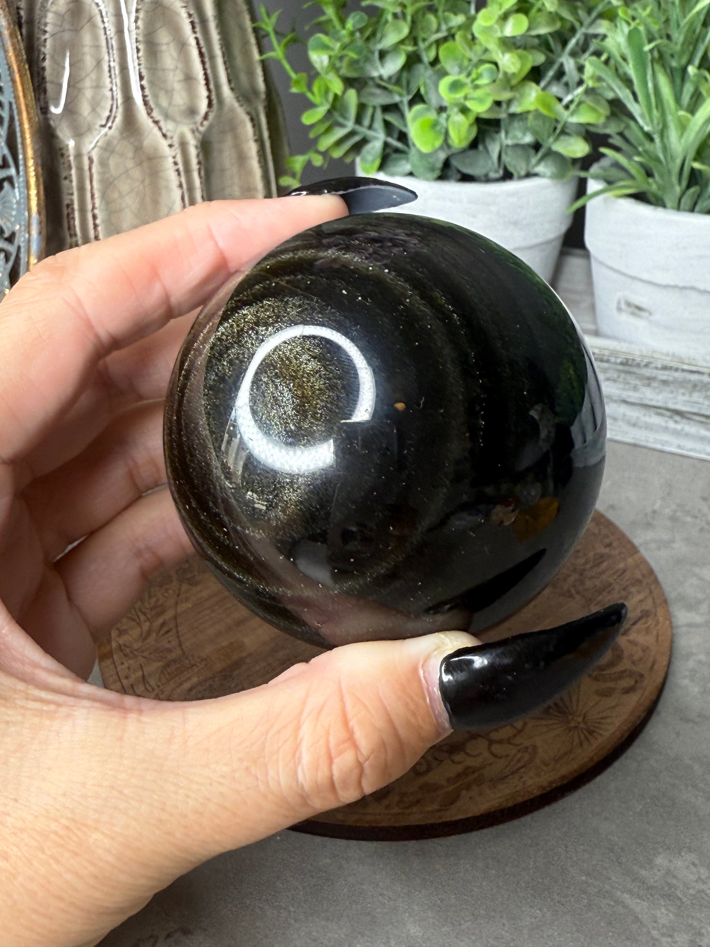 Gold Sheen Obsidian Crystal Sphere