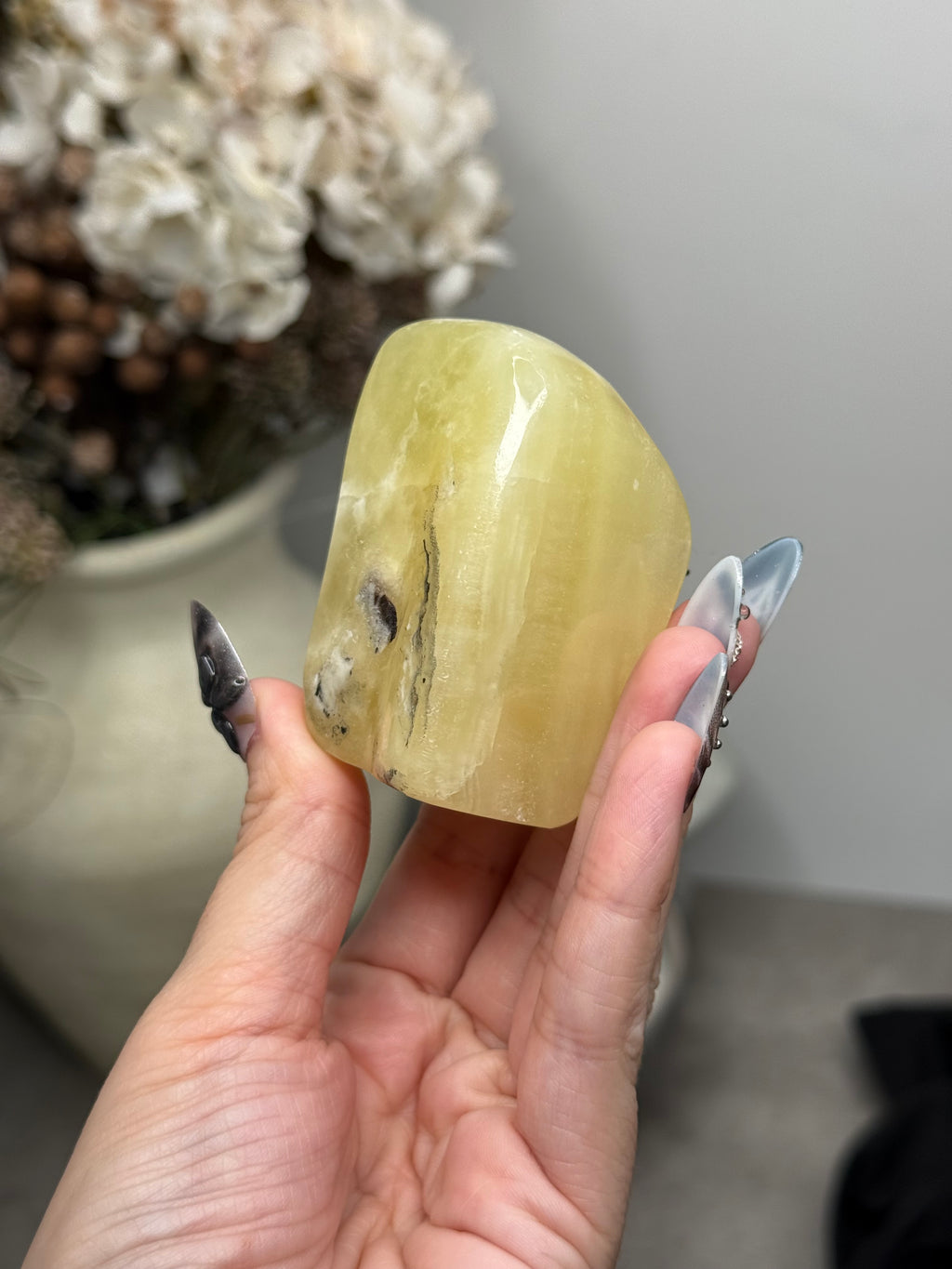 Yellow Aragonite Freeform Crystal Carvings C - Pakistan