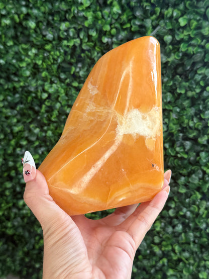 XL Orange Calcite Polished Freeform Crystal Carvings from India F 2kg
