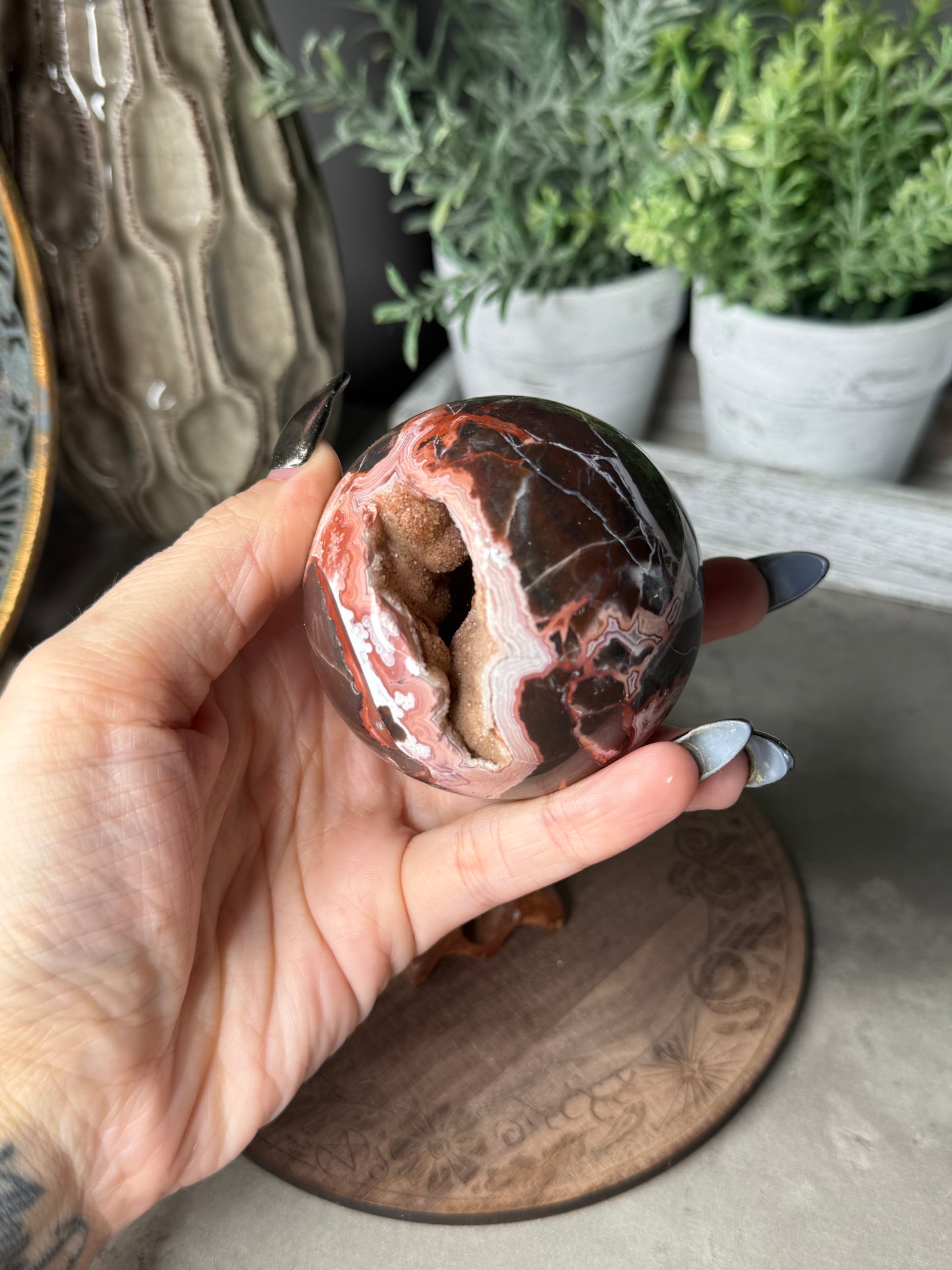 Mexican Lace Druzy Agate Sphere