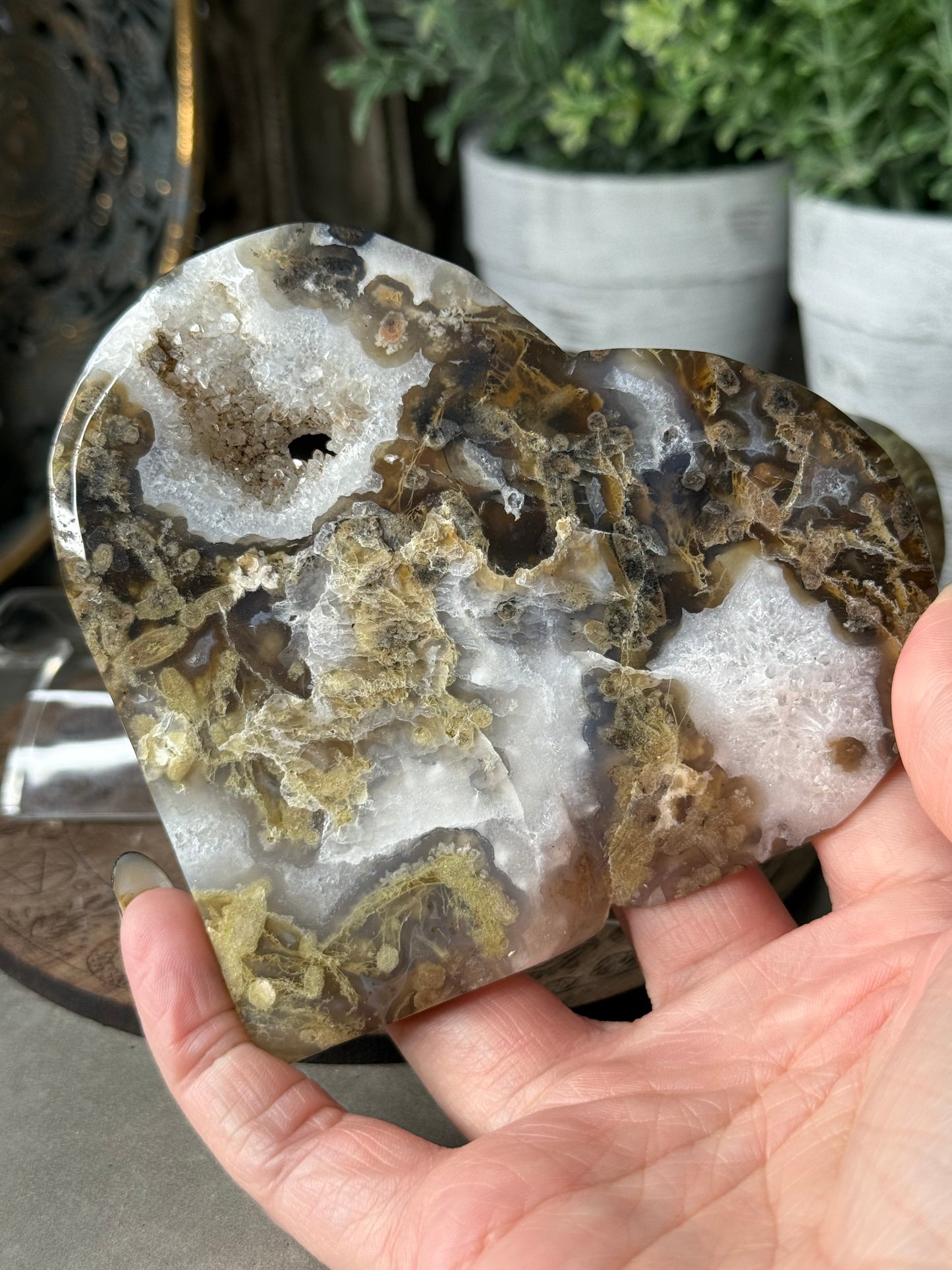 Moss Agate Druzy Hearts